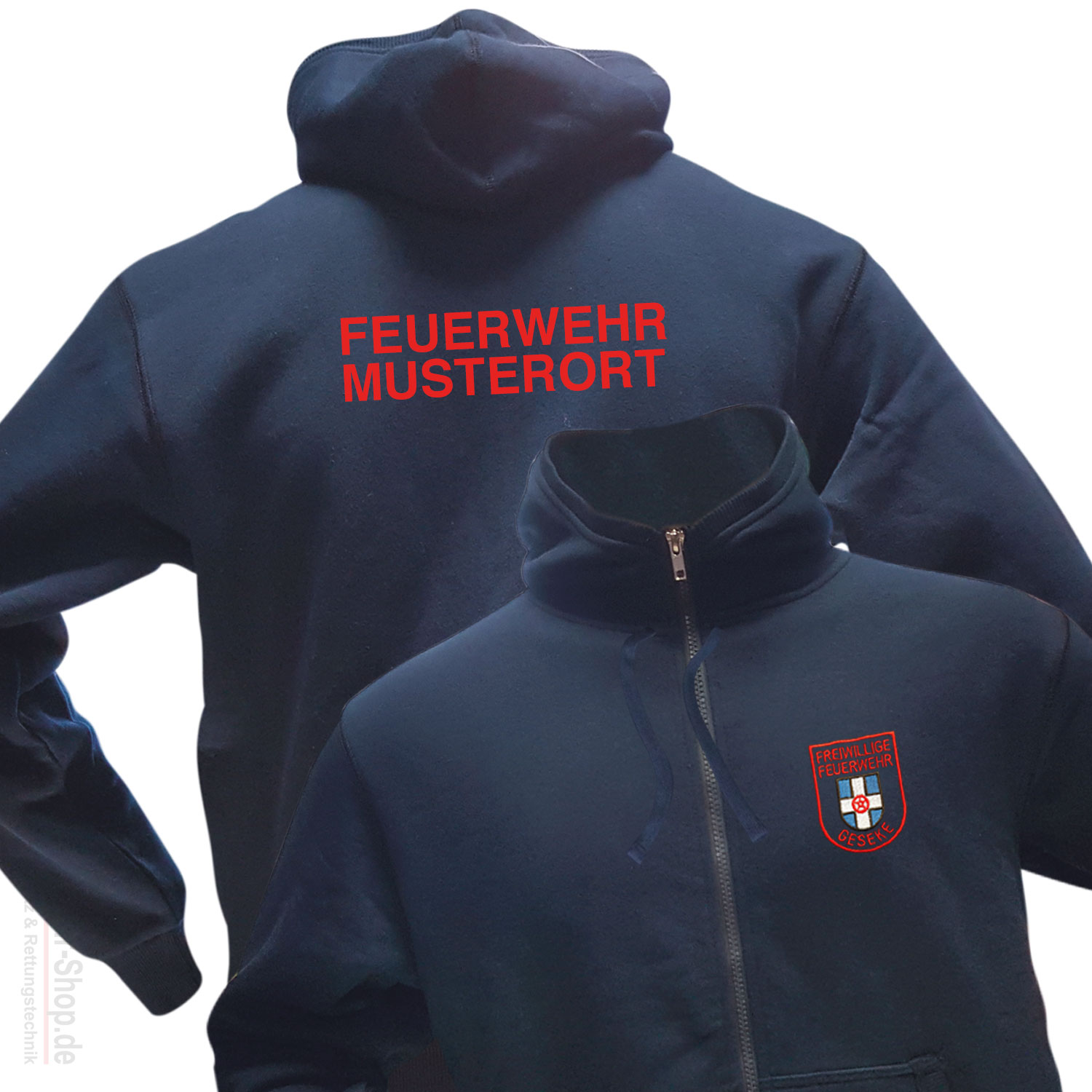 Premium Kapuzensweatjacke Feuerwehr bestickt